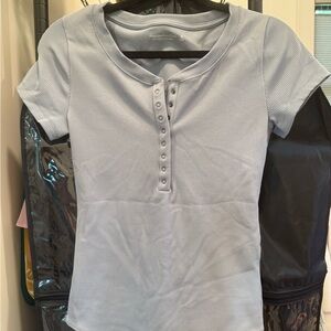 Abercrombie & Fitch Soft Ribbed Gray Button-Up Top